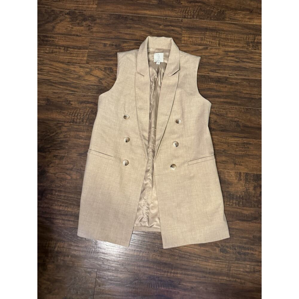 Joie Cream and Gold Sleeveless Vest with Notched Lapels Size Small